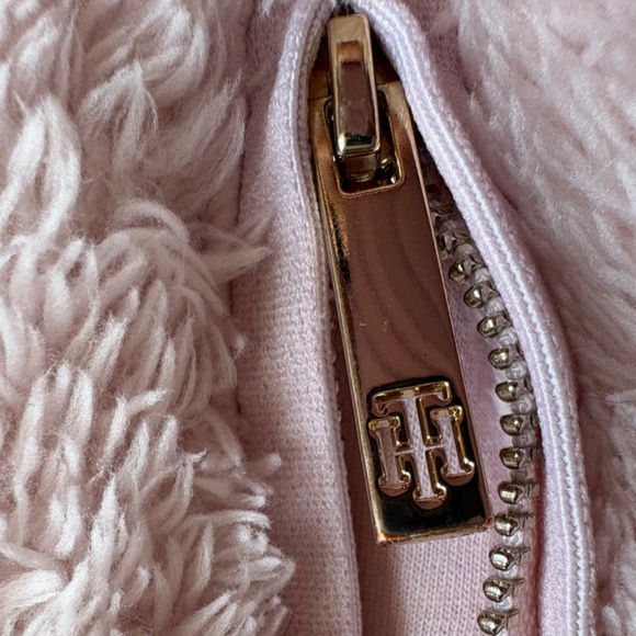 vintage Tommy Hilfiger Zip-Front Fleece Bomber Jacket Womens M Beige - Picture 5 of 13